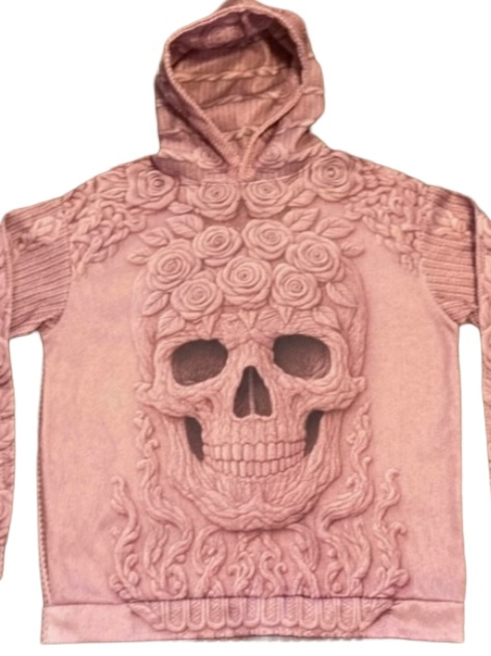 Romantic Goth Dusty Pink Blush Skull & Rose Hoodie Sz 2X, Whimsigoth, Dark Fairy